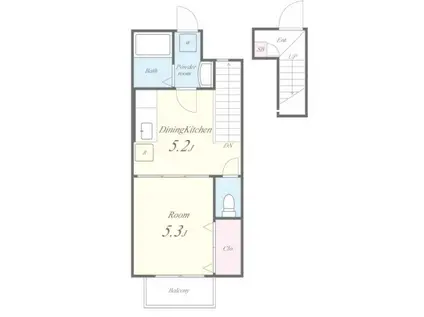 グリーンハイム(1DK/2階)の間取り写真