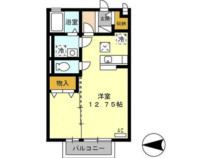 ウィル・K(ワンルーム/1階)の間取り写真
