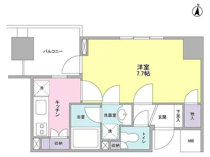 K′S新中野(1K/4階)の間取り写真