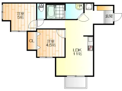 グランドーネ日吉(2LDK/1階)の間取り写真