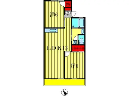 グレースコート(2LDK/2階)の間取り写真
