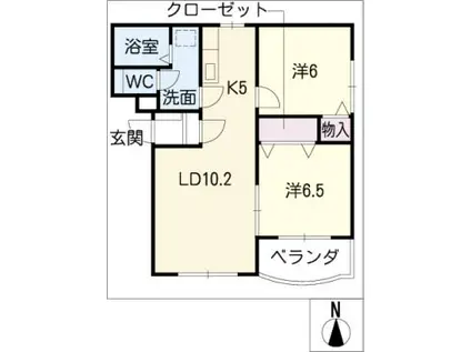 メゾン東側(2LDK/2階)の間取り写真