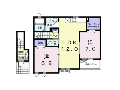 ヴァンベール(2LDK/2階)の間取り写真