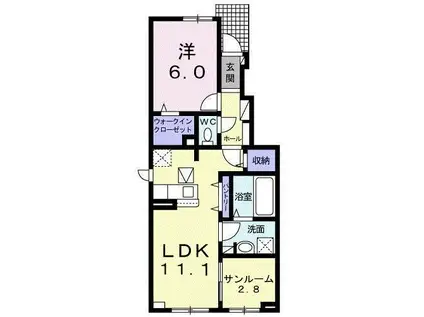 アニューブライト(1LDK/1階)の間取り写真