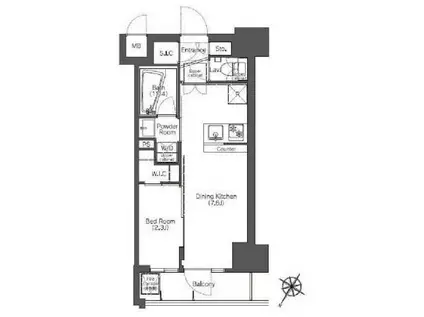 コンフォリア滝野川(1DK/2階)の間取り写真