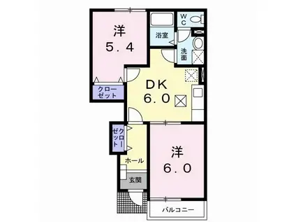 メゾンドボヌールA(2DK/1階)の間取り写真