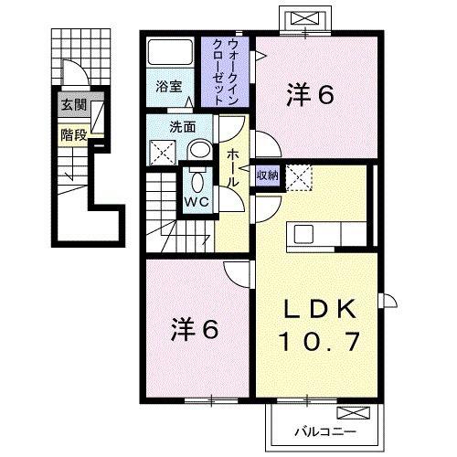 ルミエールコートII(2LDK/2階)の間取り写真