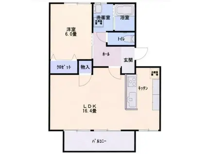 グリーンハイツ秋光 D棟(1LDK/1階)の間取り写真