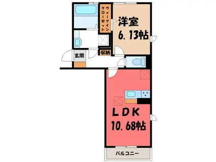アルファベットI(1LDK/3階)の間取り写真