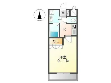 アイディール(1K/1階)の間取り写真