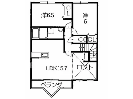 MAISON CLAIRE 1番館(2LDK/2階)の間取り写真
