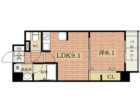 ソラージュ茨木(1LDK/3階)の間取り写真