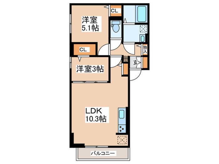 シャトレ町田(2LDK/2階)の間取り写真