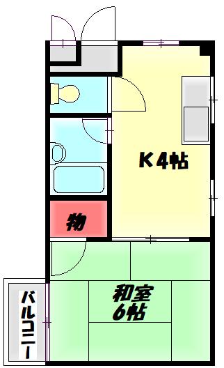 栄町ハイツ(1DK/3階)の間取り写真