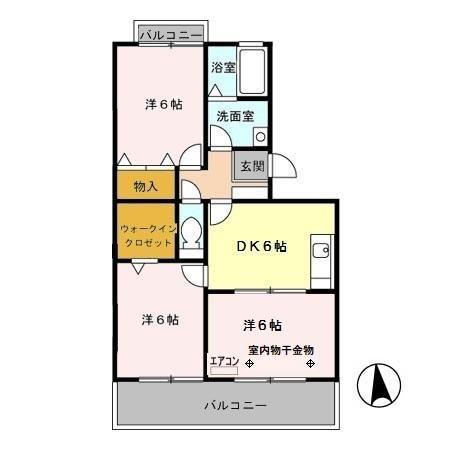 エクセルグランデ(3DK/1階)の間取り写真