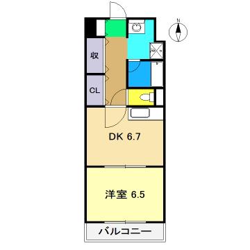メゾンドフォンテヌ(1DK/4階)の間取り写真