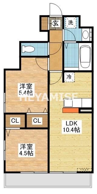ヴェルジェ平間(2LDK/1階)の間取り写真