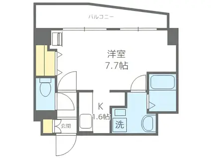 Lコート南郷丘(1K/4階)の間取り写真