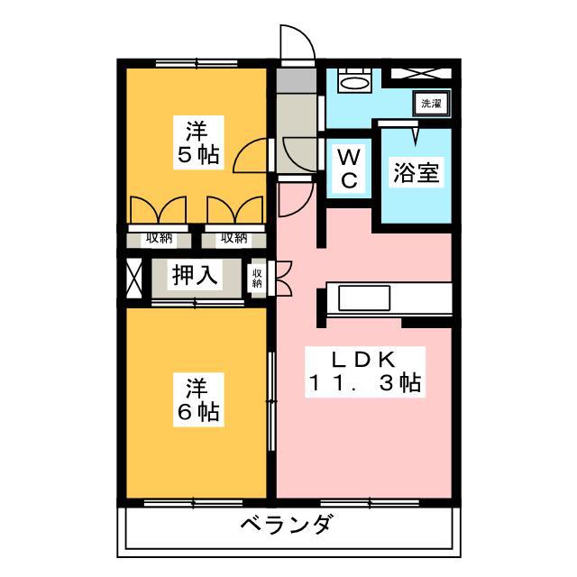 コーポラス小森 C(2LDK/1階)の間取り写真