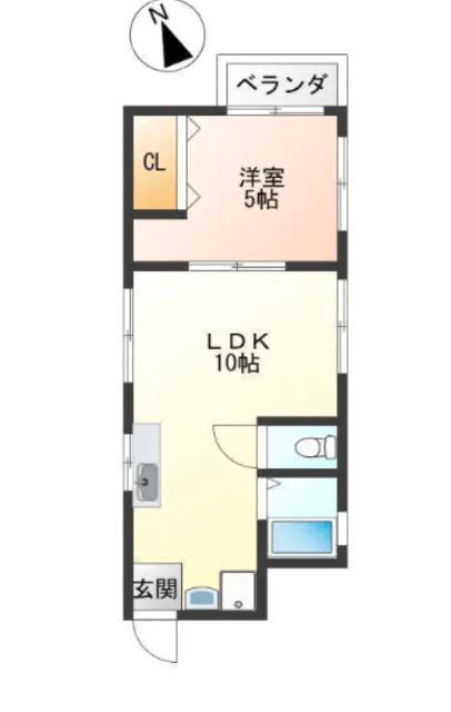 エスポワール伏見(1LDK/1階)の間取り写真