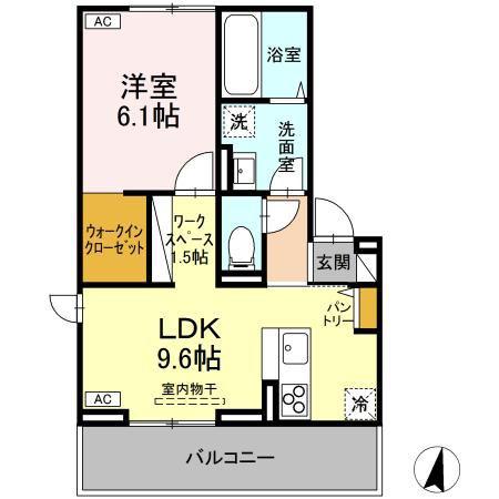 オーガスタ(1LDK/3階)の間取り写真