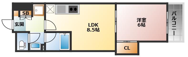 マスターズレジデンス道頓堀II(1LDK/5階)の間取り写真