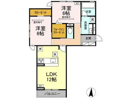 リバーステイツ(2LDK/1階)の間取り写真