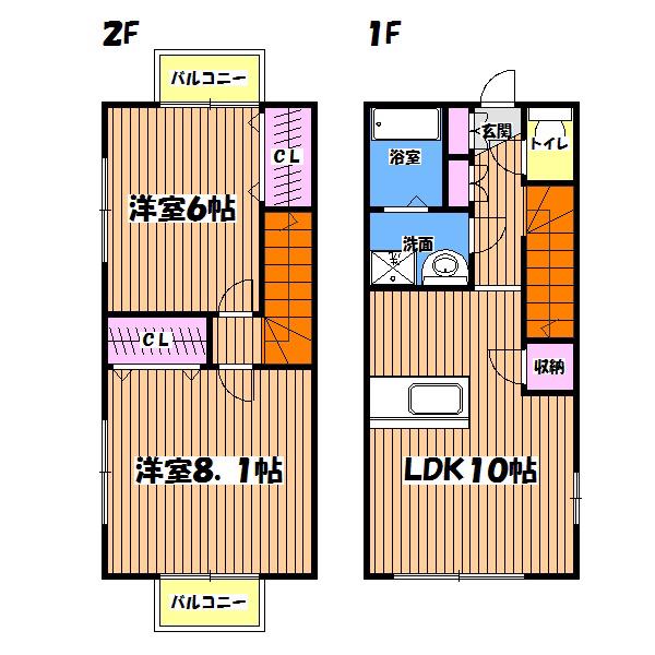 アムール 青葉(2LDK/1階)の間取り写真