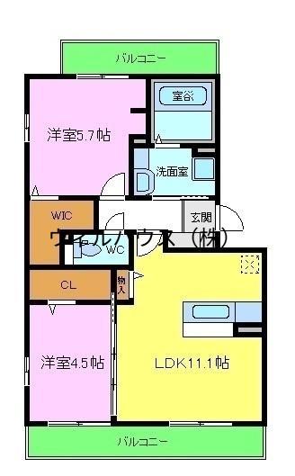 パルクソレイユⅡ(2LDK/3階)の間取り写真