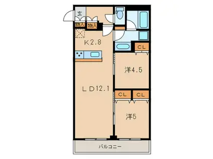 ラティエラ滝野川(2LDK/5階)の間取り写真