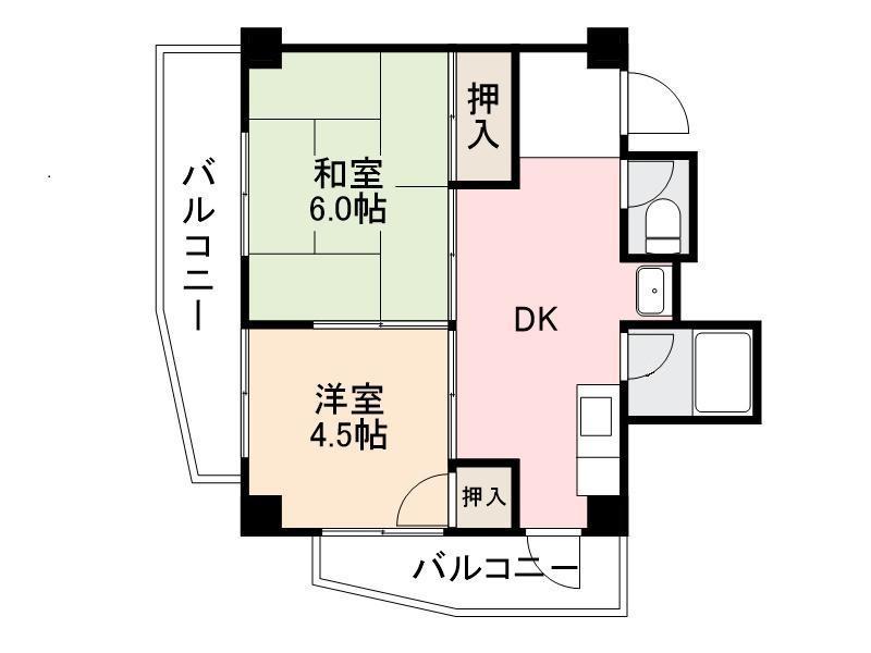 塚本マンション(2DK/3階)の間取り写真