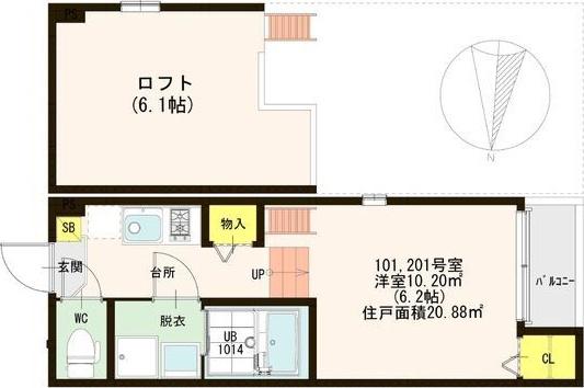 STAGE今市(1K/1階)の間取り写真