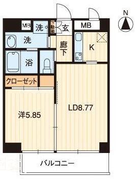 アルファレガロ錦町(1LDK/3階)の間取り写真