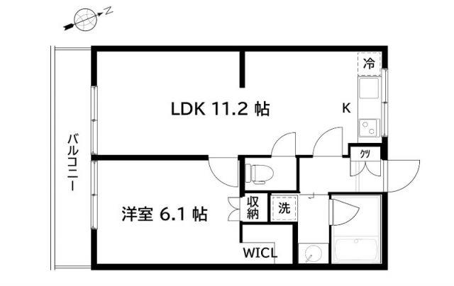 インスリウム所沢(1LDK/2階)の間取り写真