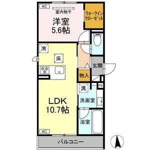 セレスティア旭町(1LDK/1階)の間取り写真