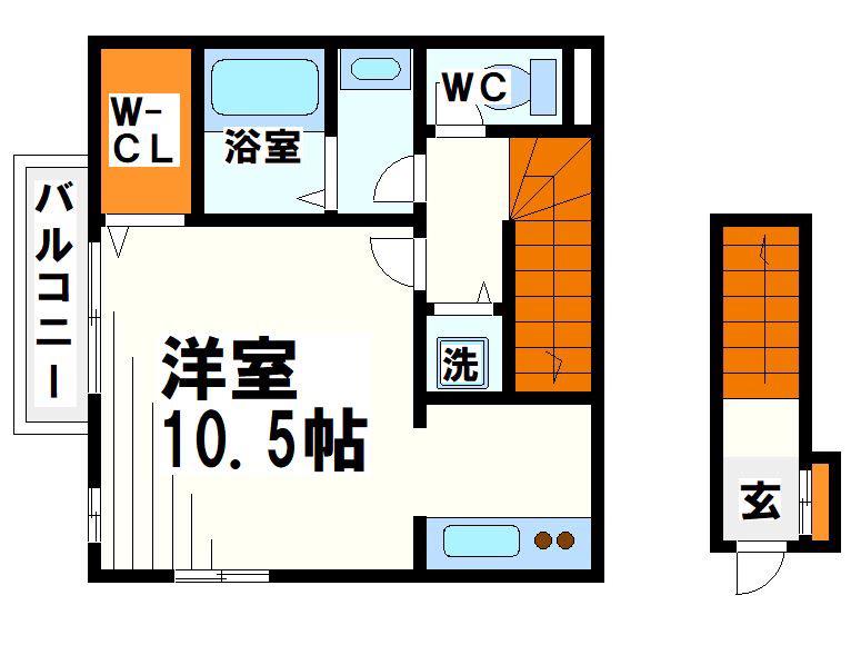 ステップ柴崎(1K/2階)の間取り写真