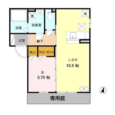 コスモス(1LDK/1階)の間取り写真