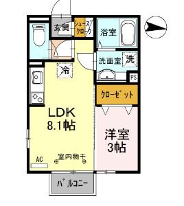 ETERNA宮子(1LDK/2階)の間取り写真