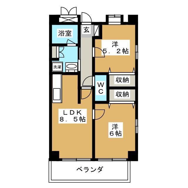 パインエクセレント(2DK/7階)の間取り写真