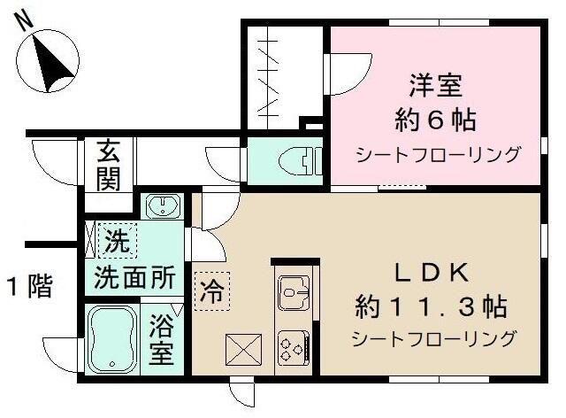 BONNE RIVIERE(1LDK/1階)の間取り写真