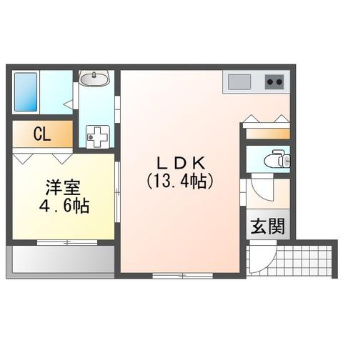 プラドール豊中(1LDK/1階)の間取り写真