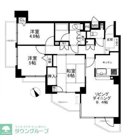 ウェルコート市川(3LDK/3階)の間取り写真