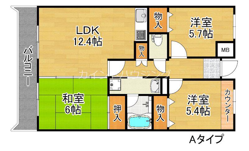 ボヌール御崎(3LDK/3階)の間取り写真