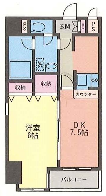 タイセイシティマンション(1DK/8階)の間取り写真