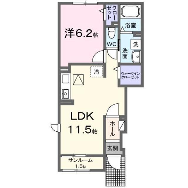 フレスクーラ(1LDK/1階)の間取り写真