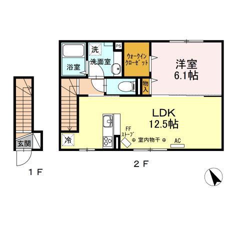ポアナ V(1LDK/2階)の間取り写真