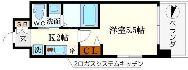 エスリード南堀江リバーサイド(1K/11階)の間取り写真