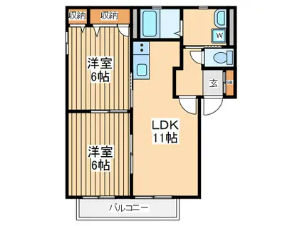 グランドソレイユ(2LDK/1階)の間取り写真
