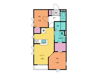 グランレナード(1LDK/2階)の間取り写真