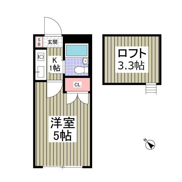 リモード本厚木A棟(1K/2階)の間取り写真